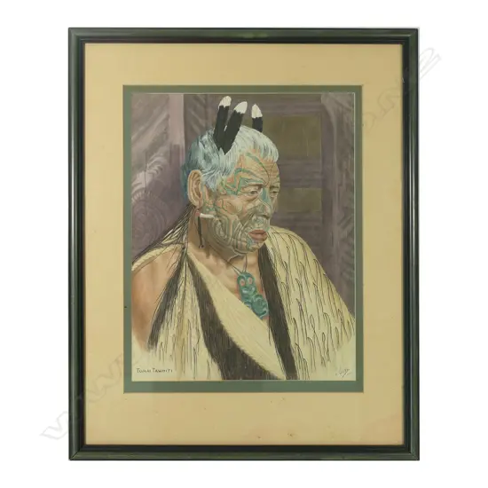 'Tumai Tawhiti' (Ngāti Raukawa, Te Arawa), watercolour by C. Evans,